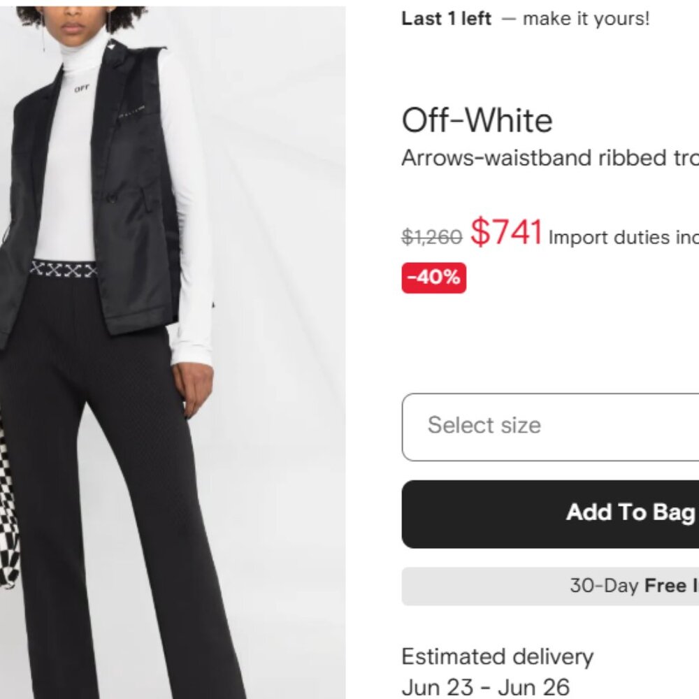 NWT Off-White Arrows Ribbed KNIT Trousers High Rise - Picture 10 of 10